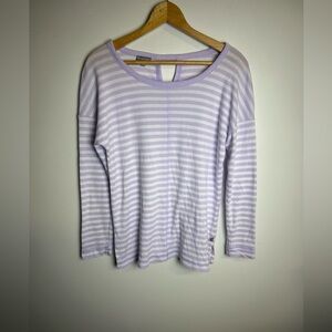 T By Talbots Striped lila Purple Long Sleeve top Sz MP Comfortable soft timeless